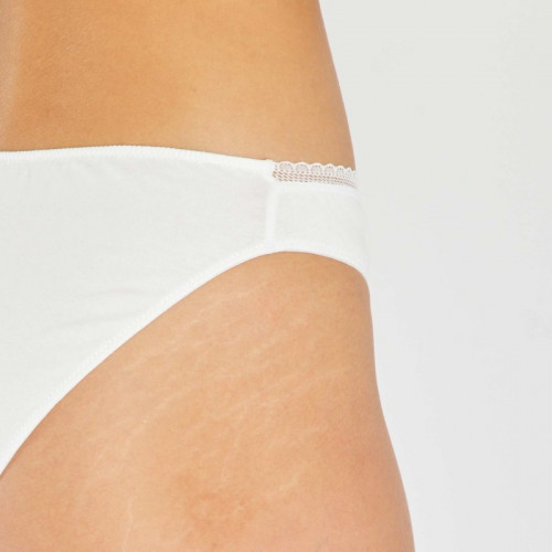 Culotte coton galon dentelle - Blanc