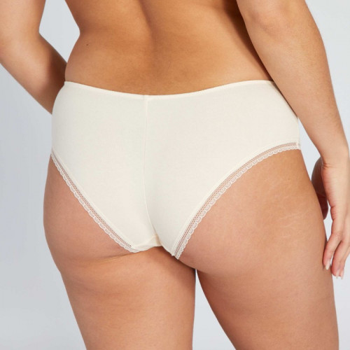 Shorty coton galons dentelle - Beige