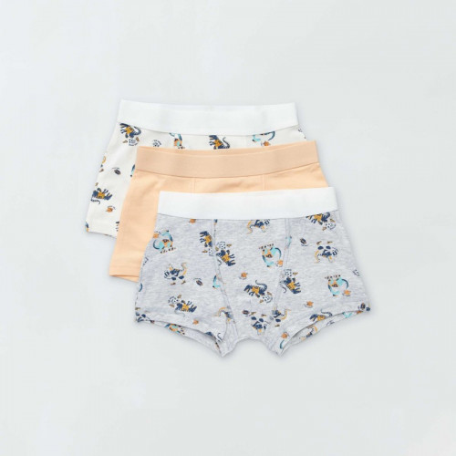 Lot de 3 boxers - Blanc/gris/corail