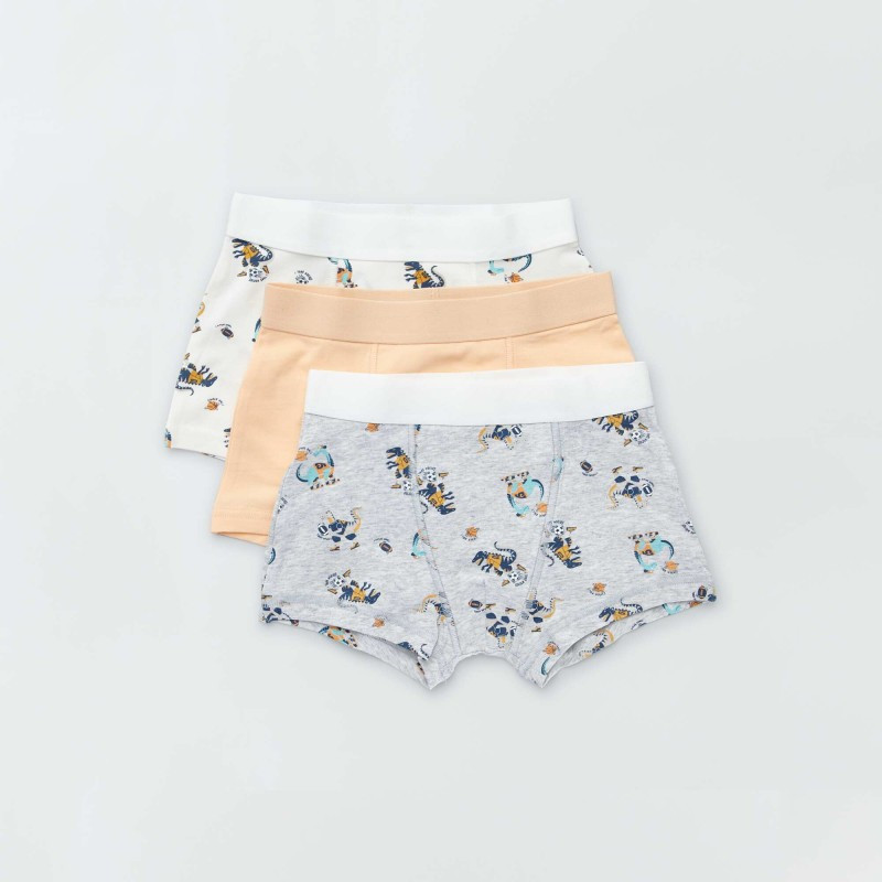 Lot de 3 boxers - Blanc/gris/corail