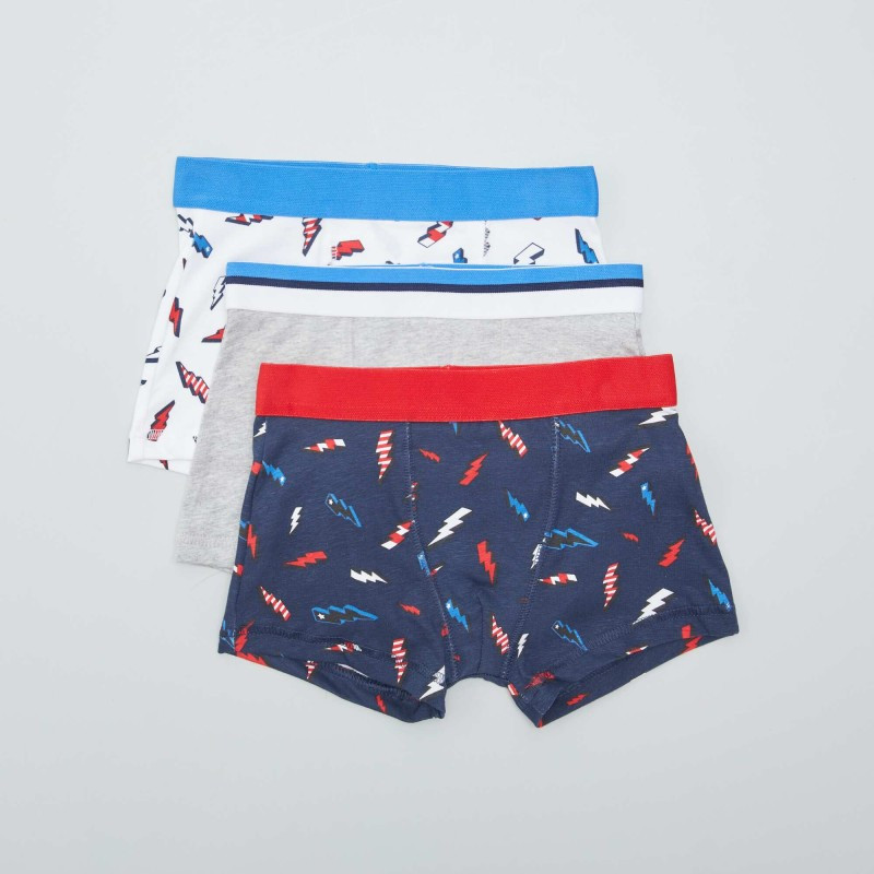 Lot de 3 boxers - Gris/bleu marine/blanc