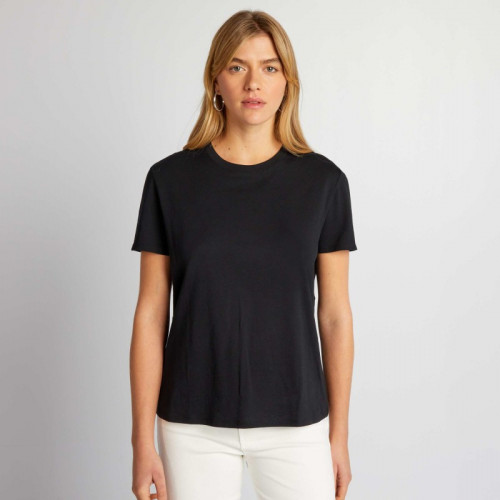 T-shirt uni en jersey - Noir