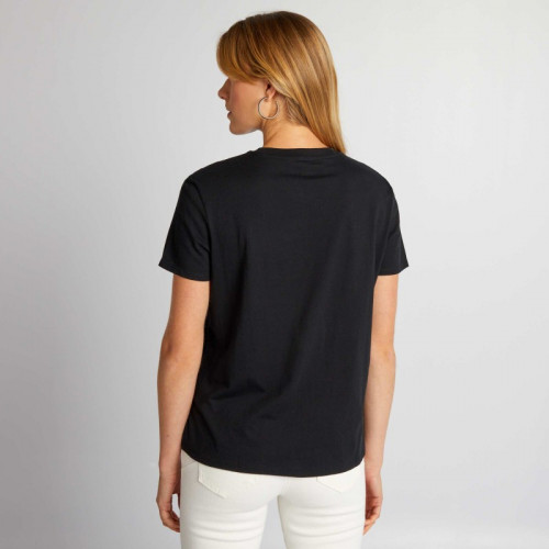 T-shirt uni en jersey - Noir