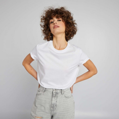 T-shirt uni en jersey - Blanc