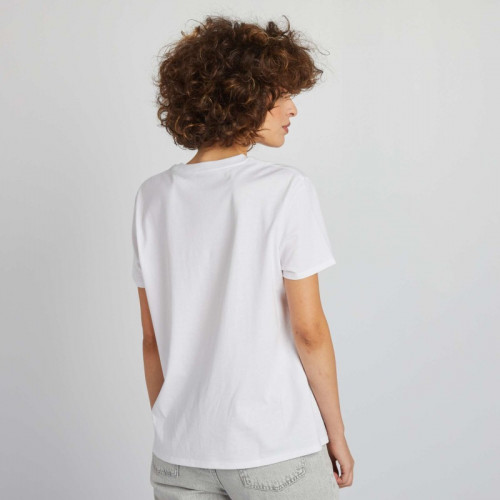 T-shirt uni en jersey - Blanc