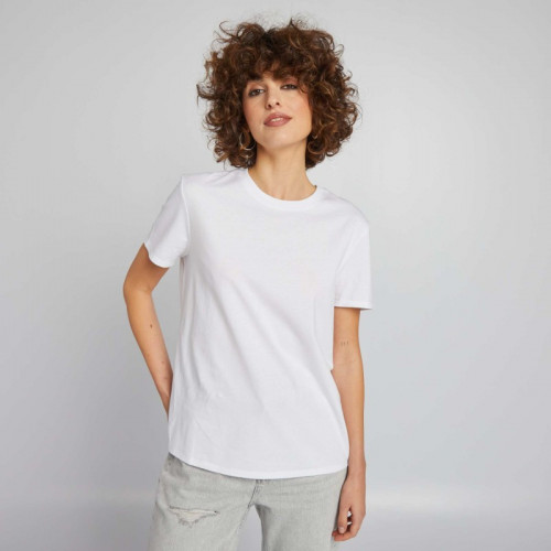 T-shirt uni en jersey - Blanc