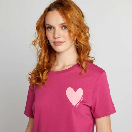 T-shirt en jersey imprimé - Rose