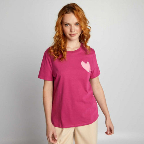 T-shirt en jersey imprimé - Rose