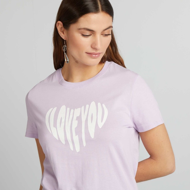 T-shirt en jersey imprimé - Violet