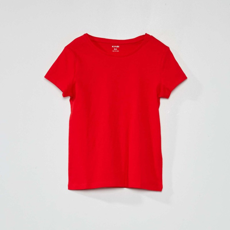 T-shirt en jersey uni - Rouge