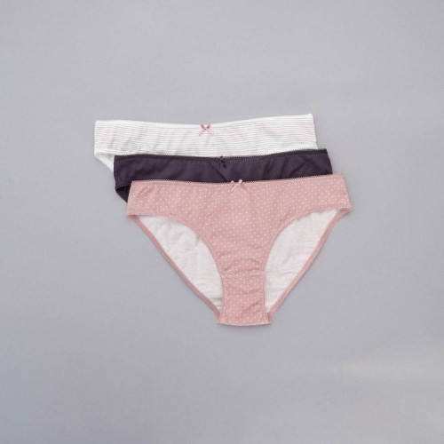 Lot de 3 culottes - Rose/gris/blanc