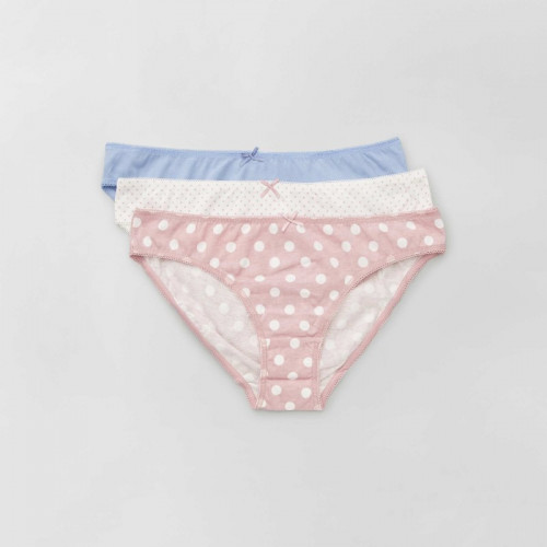 Lot de 3 culottes - Bleu/blanc/rose pois