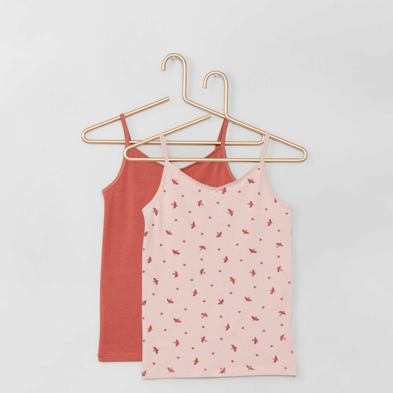 Lot de 2 débardeurs en coton stretch - Rose