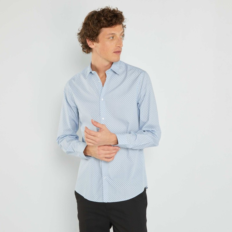 Chemise fantaisie à coupe droite - Bleu