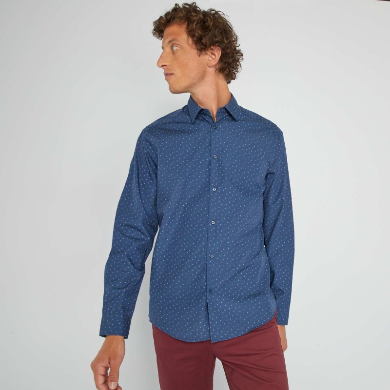 Chemise fantaisie à coupe droite - Bleu