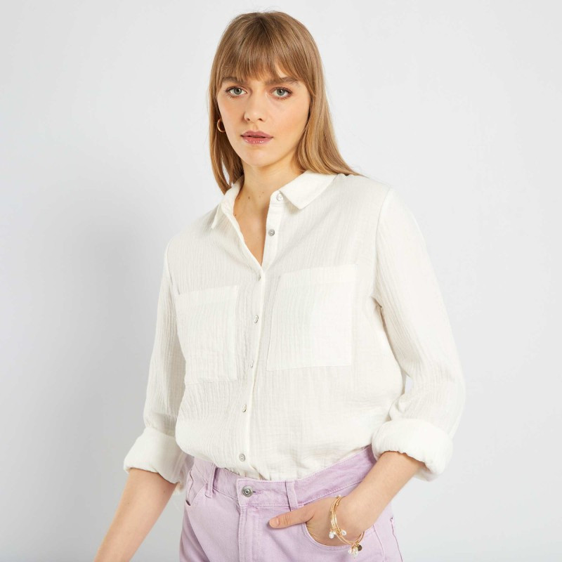 Chemise en gaze de coton - Blanc