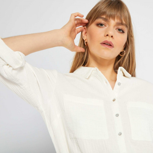 Chemise en gaze de coton - Blanc