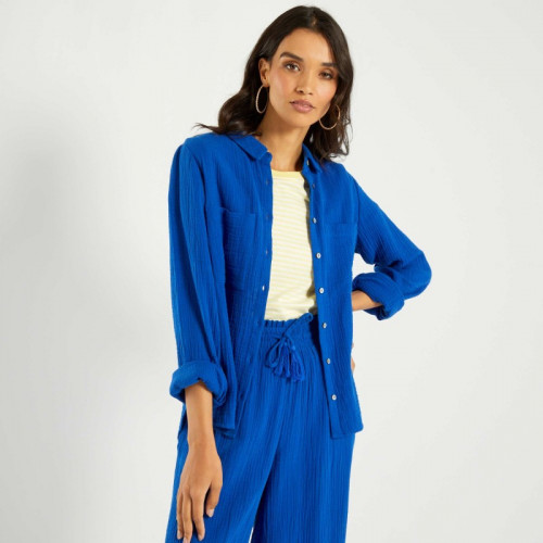 Chemise en gaze de coton - Bleu