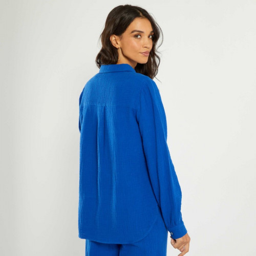 Chemise en gaze de coton - Bleu