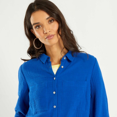 Chemise en gaze de coton - Bleu