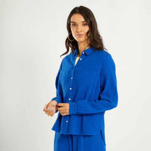 Chemise en gaze de coton - Bleu