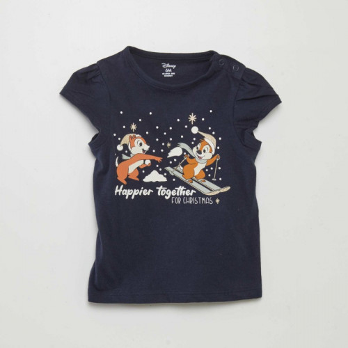 T-shirt à imprimé de Noël 'Stitch' - Bleu marine