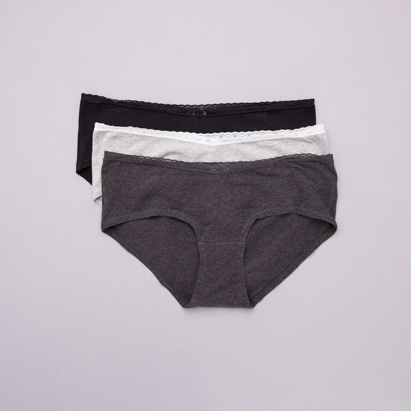 Lot de 3 shorties maternité - Noir/gris clair/gris foncé