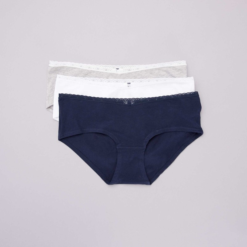 Lot de 3 shorties maternité - Blanc/gris/marine