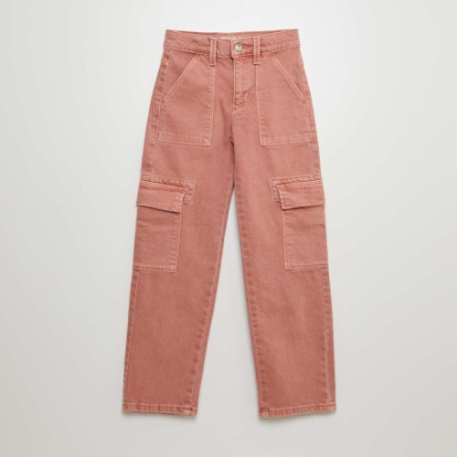 Pantalon multipoche en twill - Coupe + ajustée - Rose