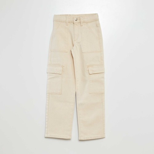 Pantalon multipoche en twill - Coupe + ajustée - Blanc