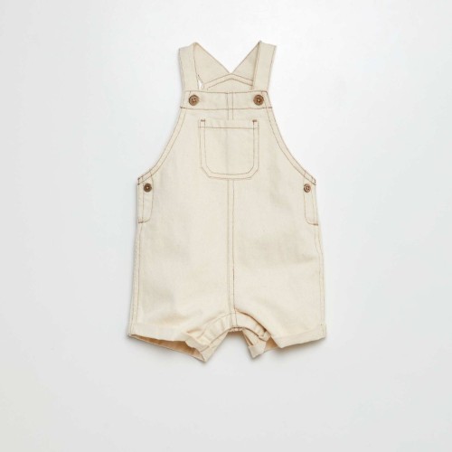 Salopette en denim avec bretelles réglables - Blanc