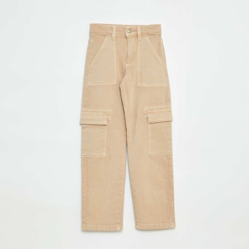 Pantalon multipoche en twill - Coupe + ajustée - Beige